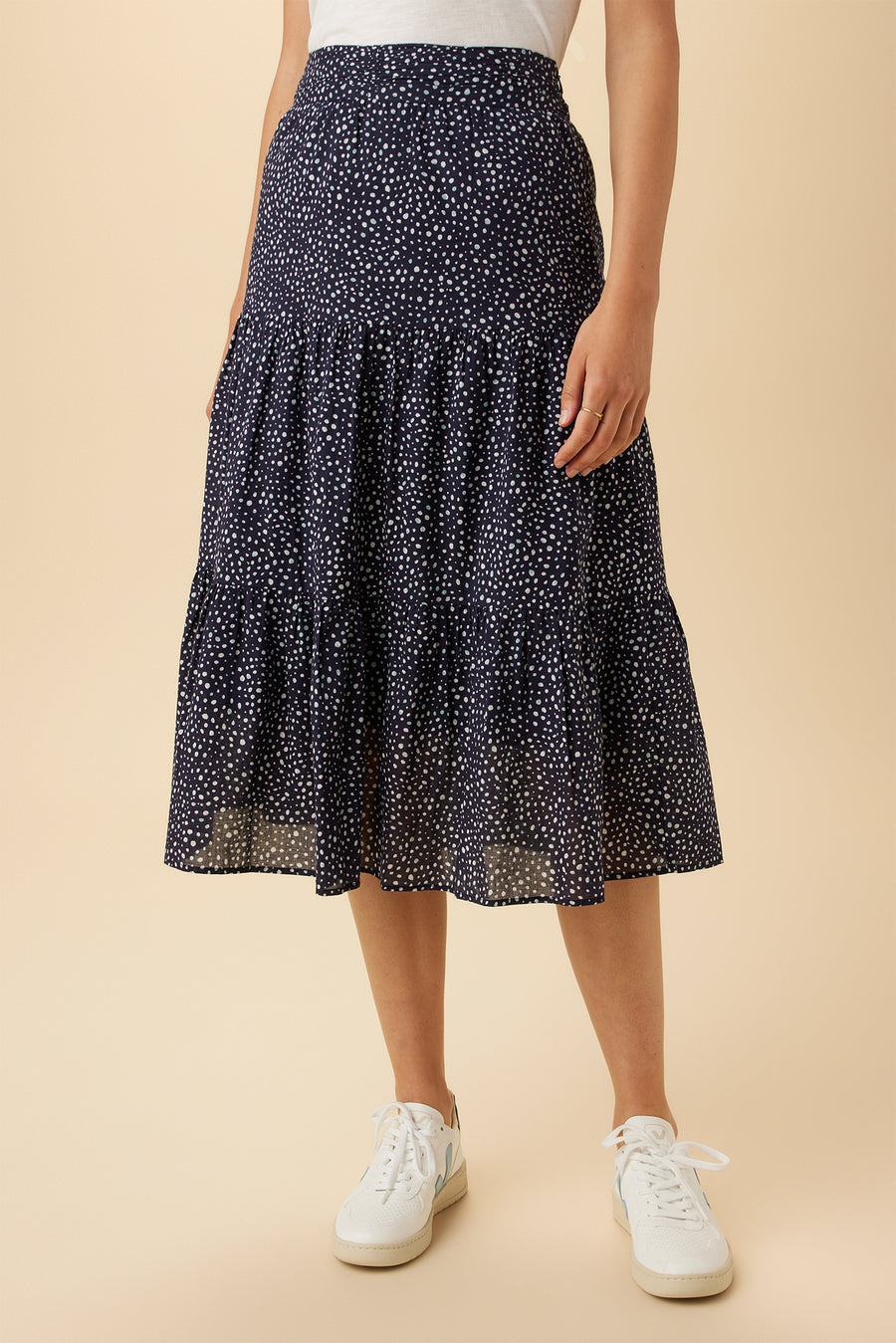 Silas Organic Cotton Midi Skirt - Trieste Dot