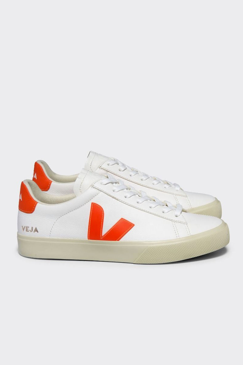 Veja Campo Sneaker - White and Orange Fluo