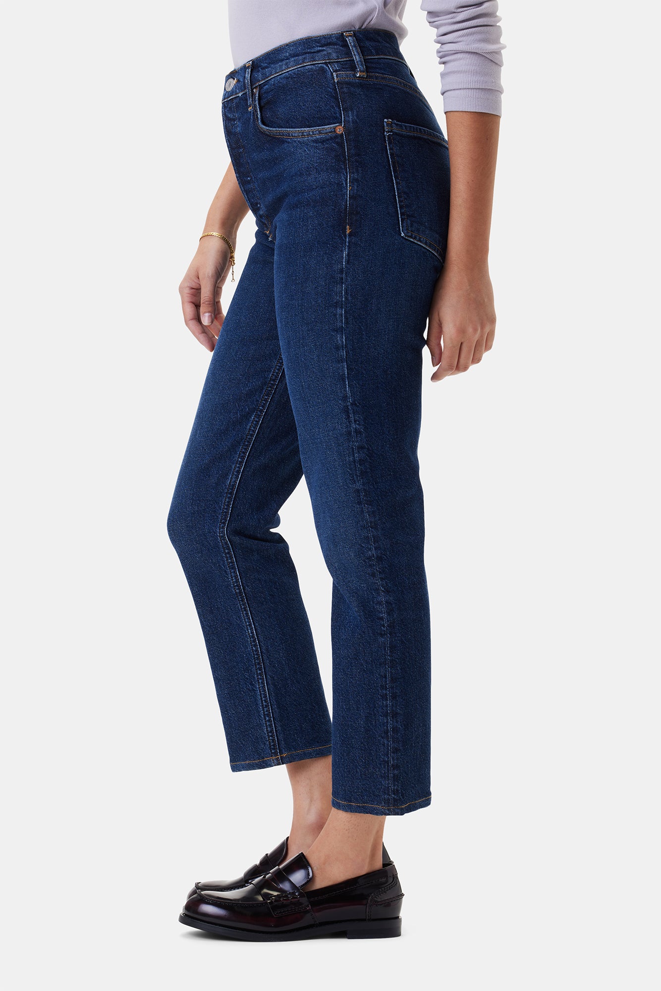 AGOLDE Riley High Rise Straight Crop Jean - Divided– Amour Vert