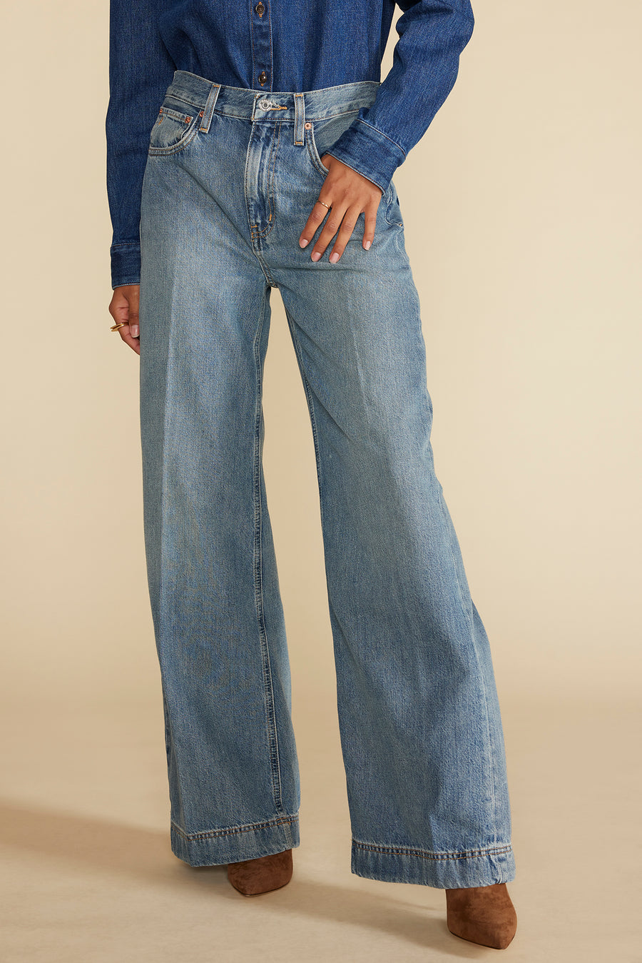 ETICA Devon Wide Leg Jean - Moonbay Medium Blue