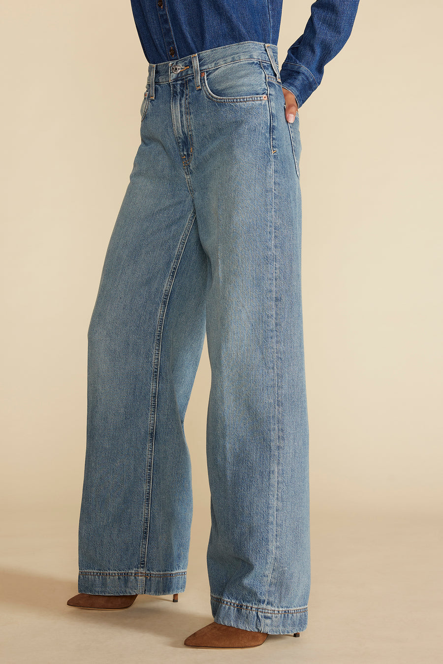 ETICA Devon Wide Leg Jean - Moonbay Medium Blue