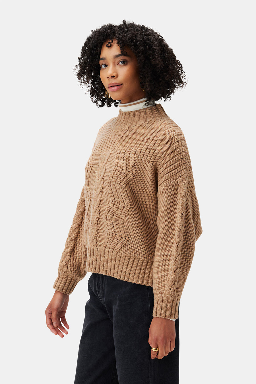 Cameryn Cable Knit Wool Sweater - Camel