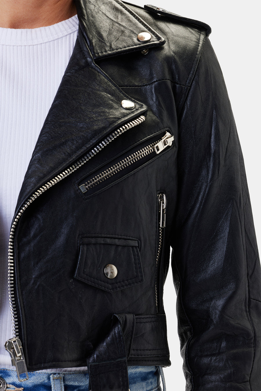 Deadwood Joan Leather Biker Jacket - Black