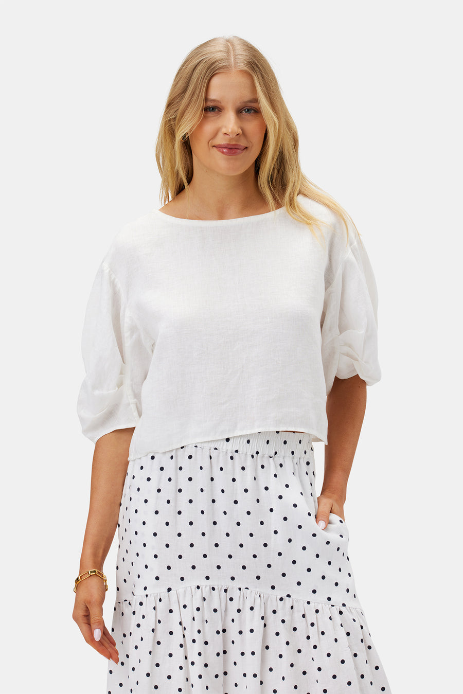 Lilly Pilly Leia Organic Linen Top - White