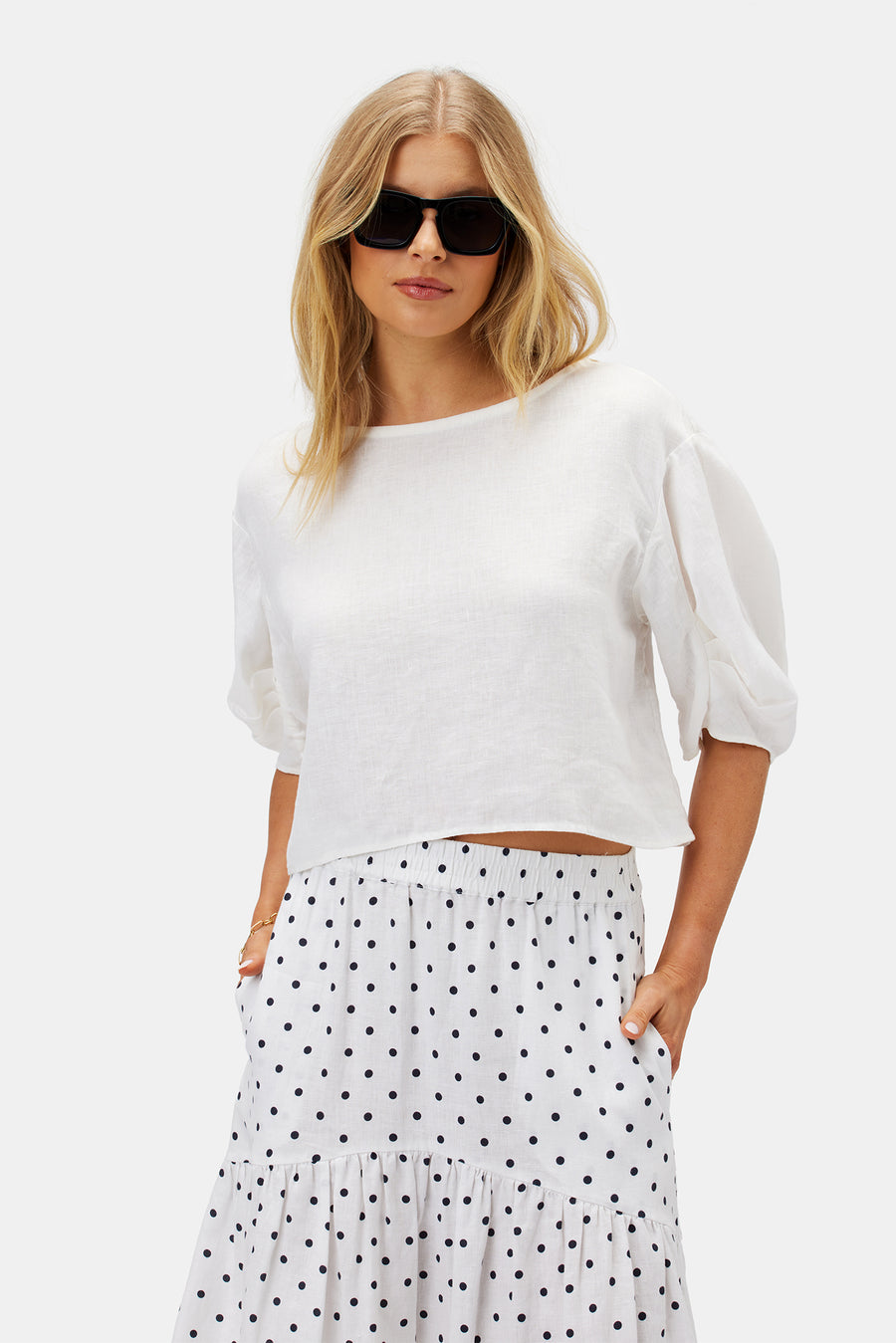 Lilly Pilly Leia Organic Linen Top - White
