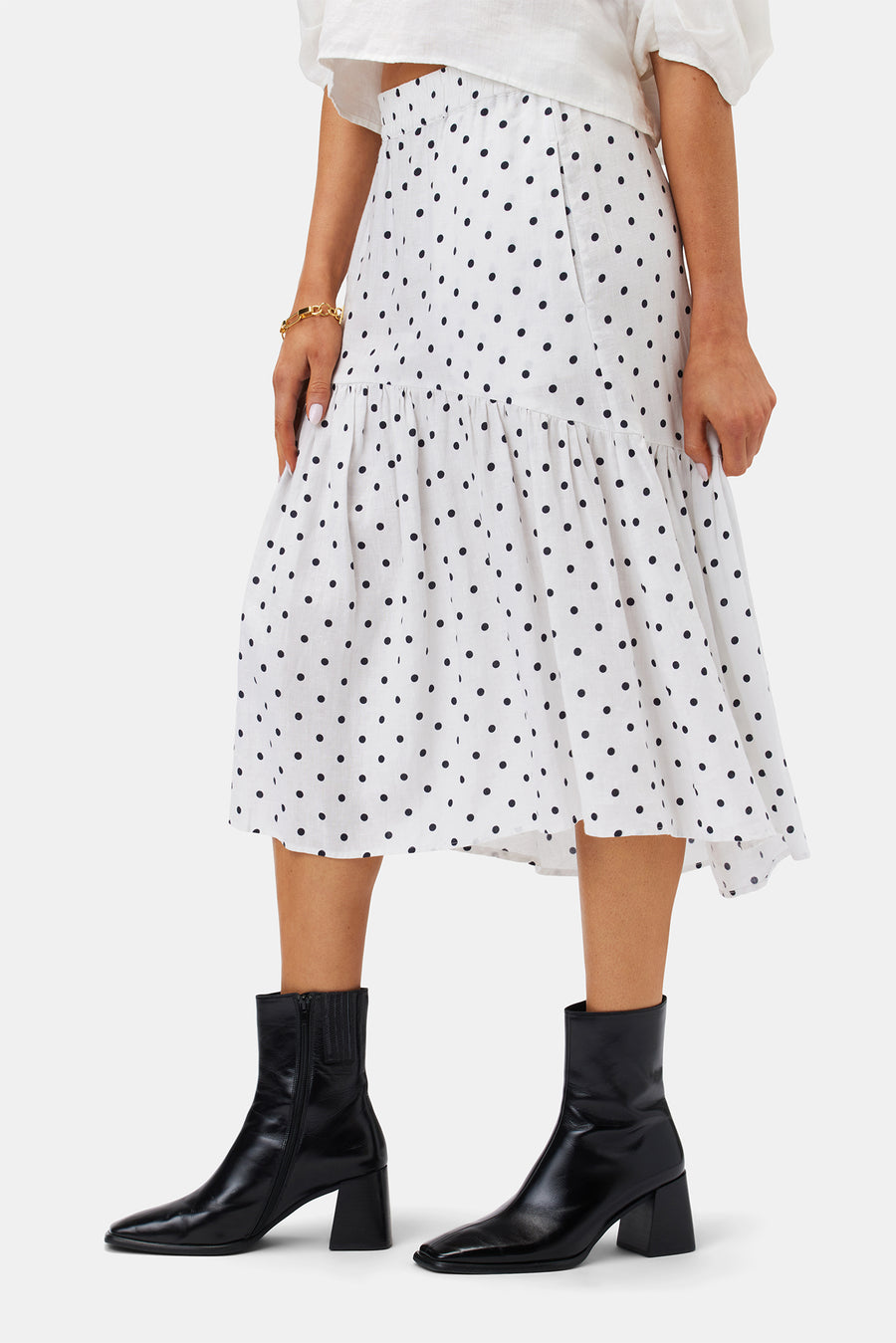 Lilly Pilly Lola Organic Linen Skirt - Polka Dots