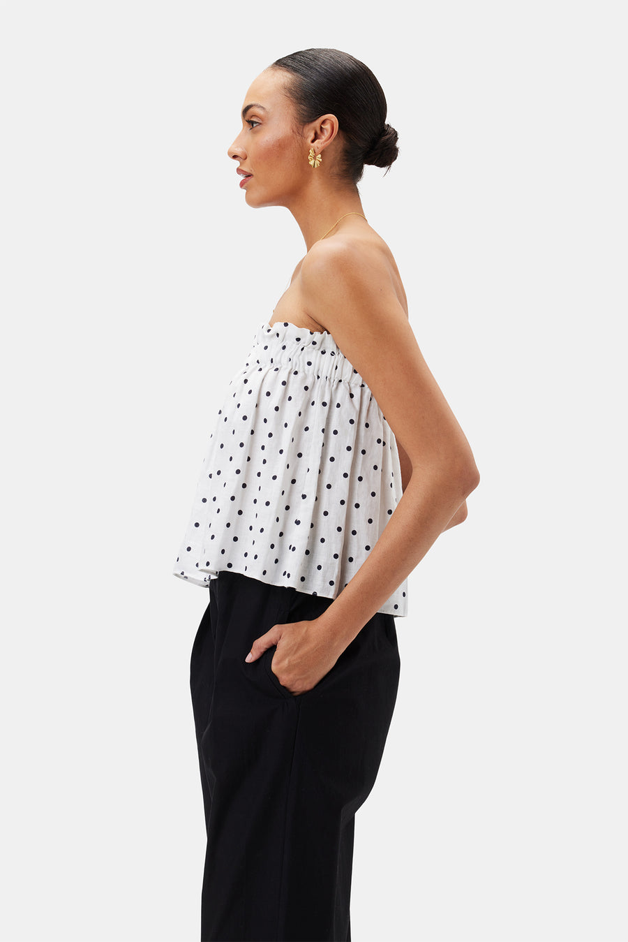 Lilly Pilly Pippa Organic Linen Top - Polka Dots