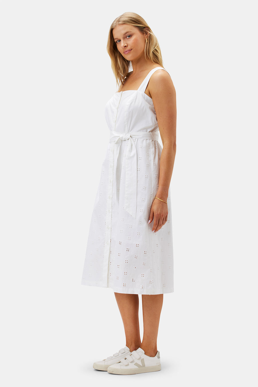 Irene Organic Cotton Eyelet Dress - White