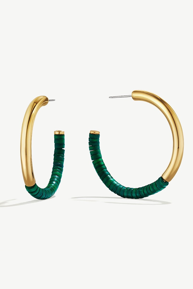 SOKO Karamu Hoop Earrings - Green / Gold