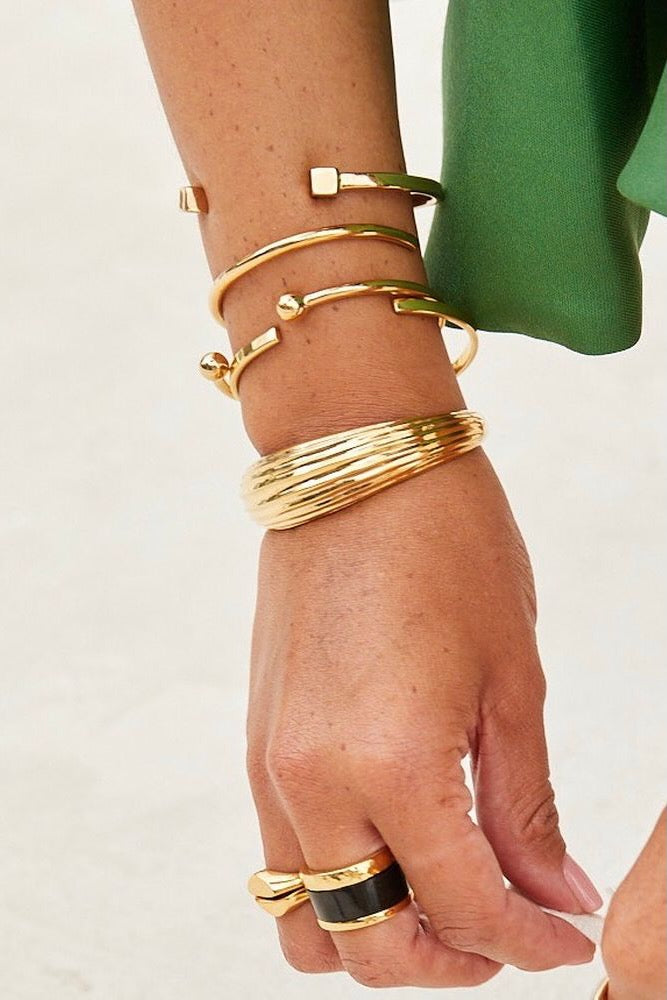 SOKO Mixed Shapes Stacking Cuffs - Gold