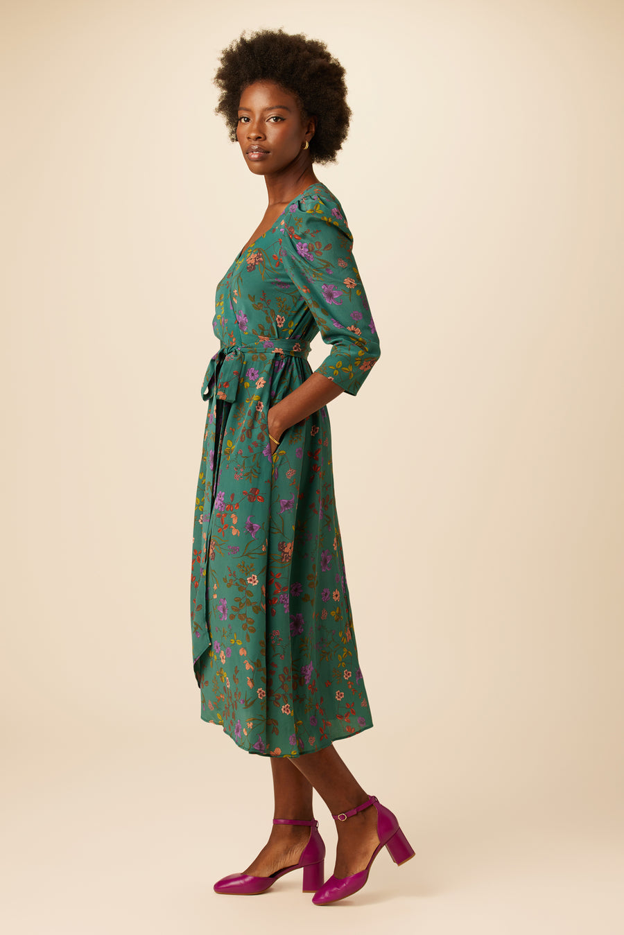 Maribel Washable Silk Wrap Dress - Genoa Floral