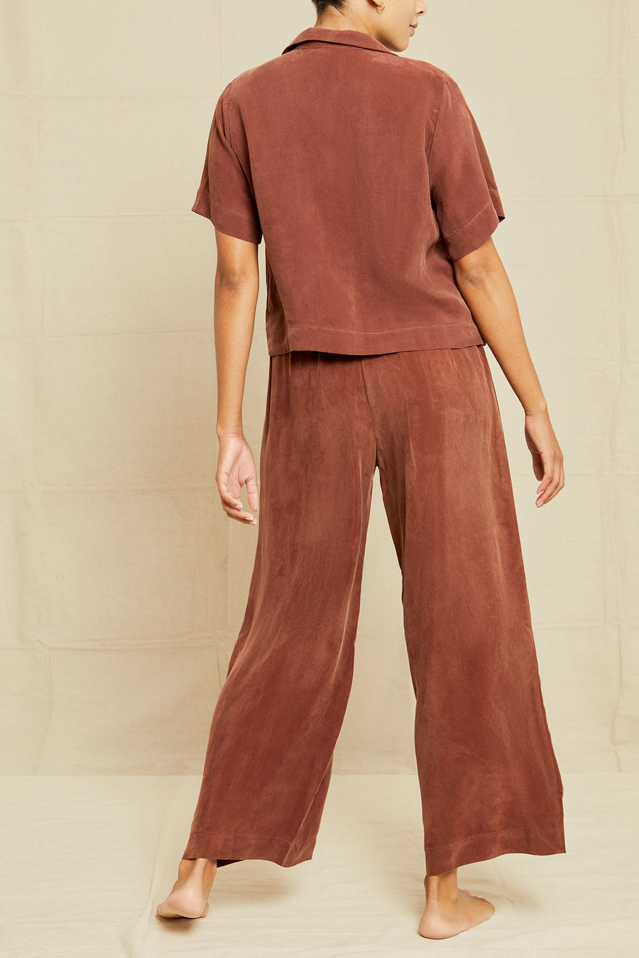 Mabel Cottonseed Cupro Pajama Pants - Earth