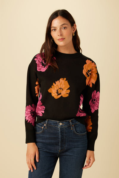Cotton Cashmere Shadow Floral Sweater