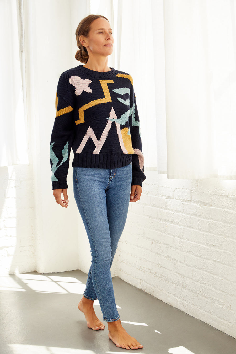 Roslyn Organic Cotton Sweater - Abstract Multi