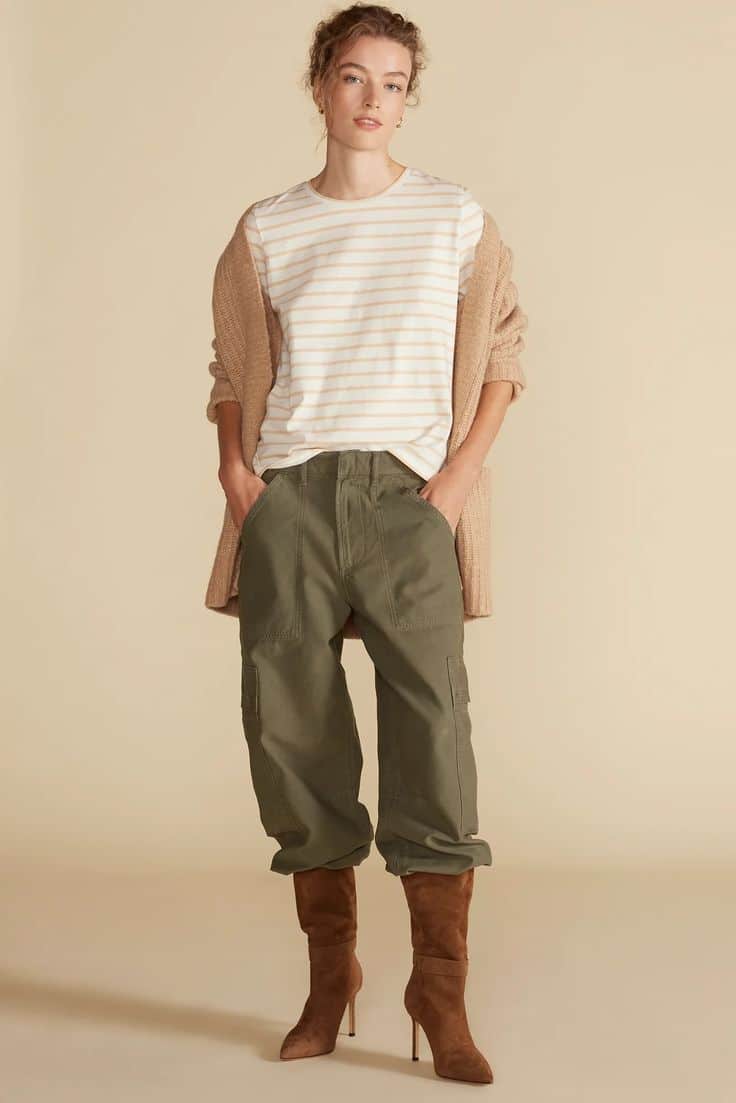 Berkeley Long Sleeve Tee - Ivory and Biscotti…