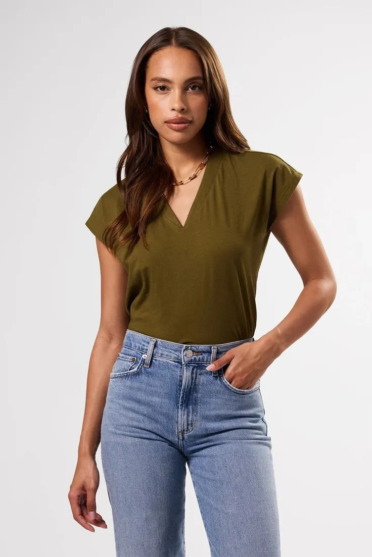 V Neck Solid Tee