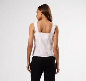 Crochet Trim Cotton Linen Tank