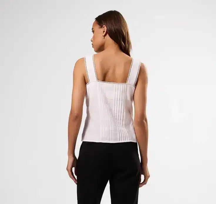 Crochet Trim Cotton Linen Tank