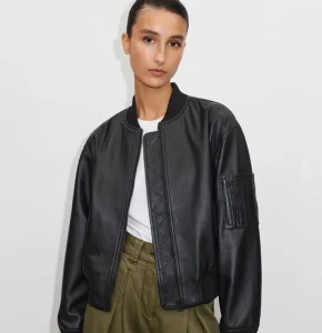 Deadwood Combo Black Leather Bomber Jacket