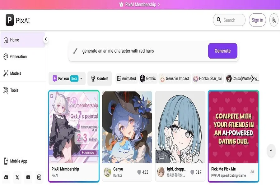 pixai ai anime art generator