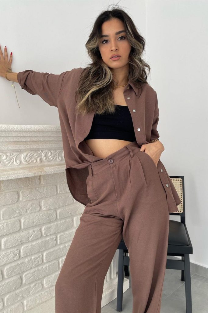 Brown Two Piece Set