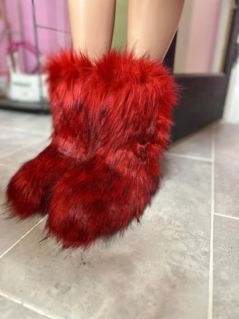 Burgundy Fur Boots