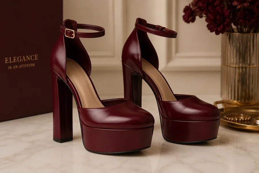 Burgundy Platform Heels