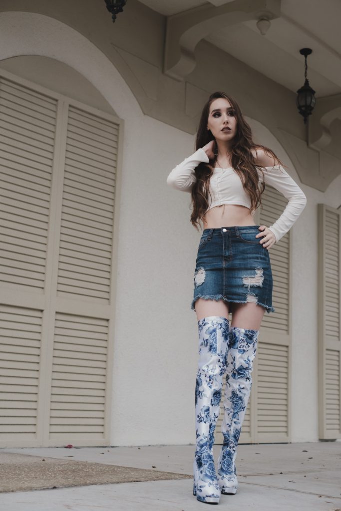 Denim Thigh High Boots