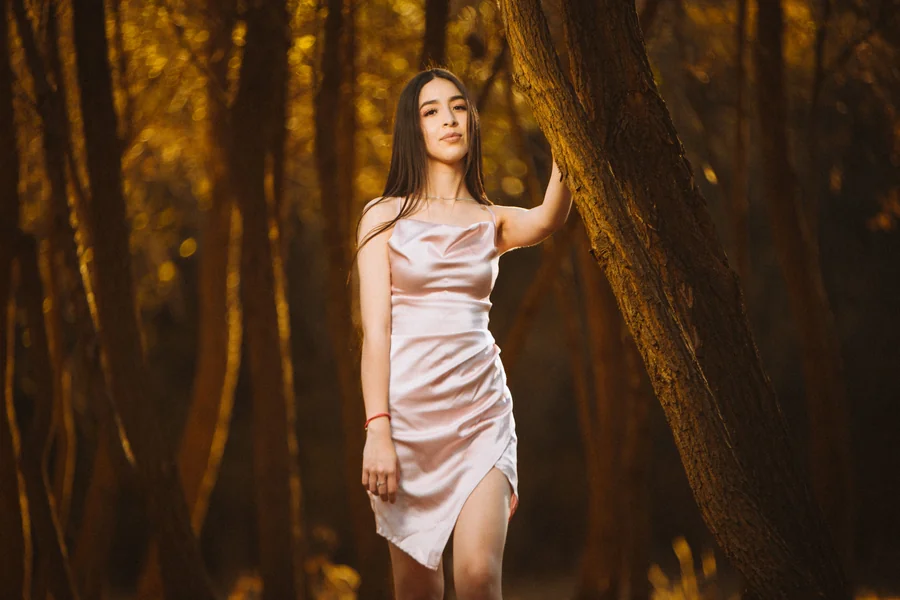 pink satin gown
